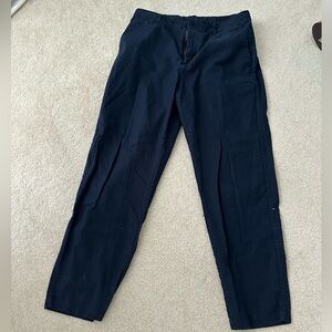 Uniqlo Linen Blend Drawsting Relaxed Pants Navy Blue Medium